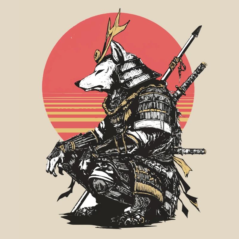 Wolf Samurai in Sunset Armor