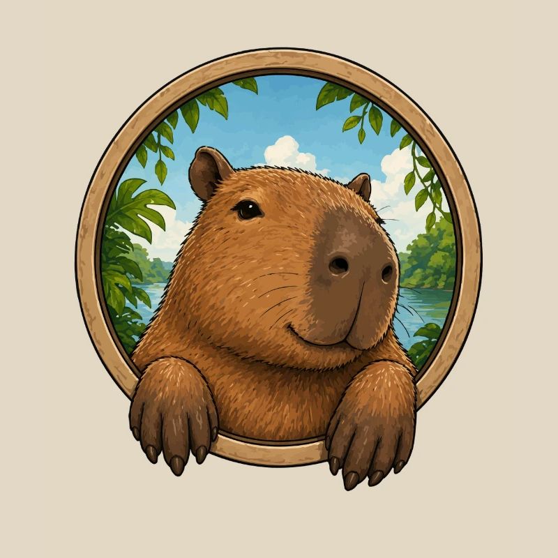 Cuddly capybara in frame