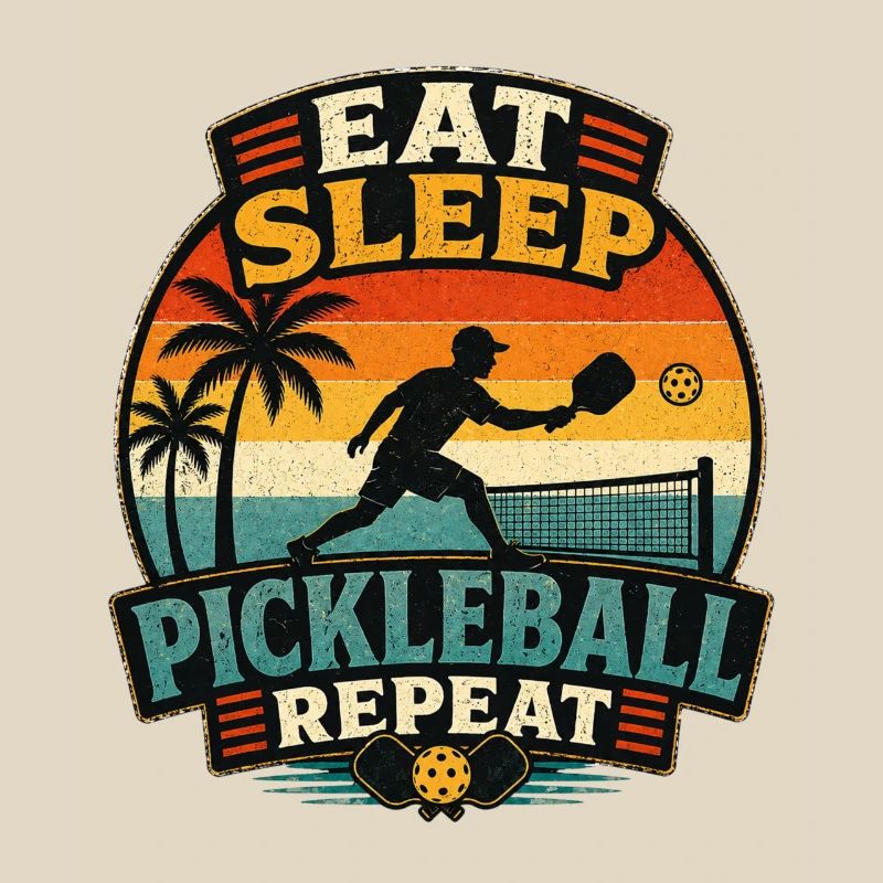 Devise rétro du pickleball : Manger, dormir, répéter