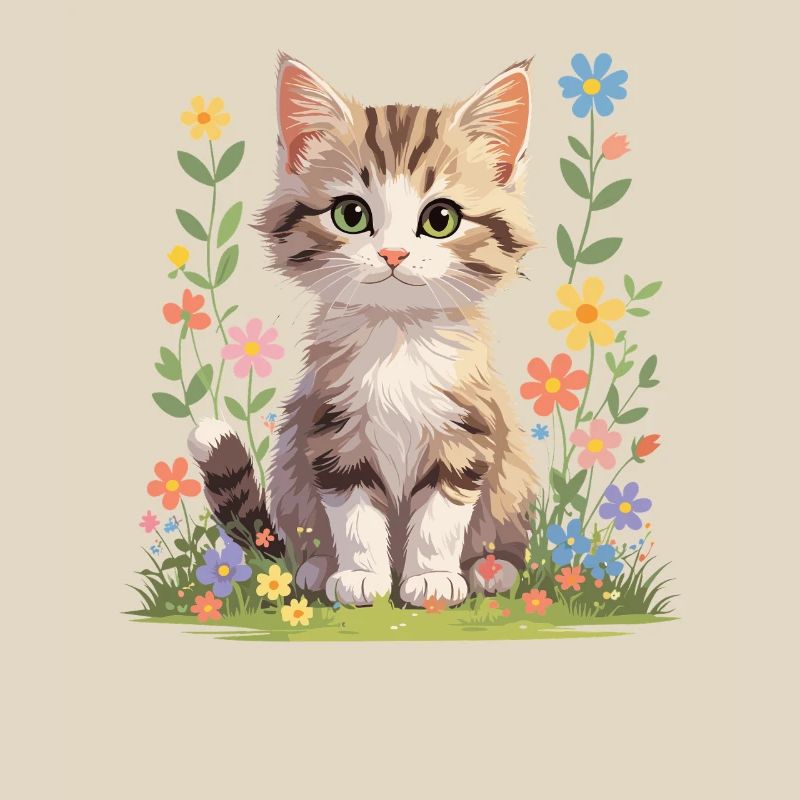 Des chatons dans une mer de fleurs