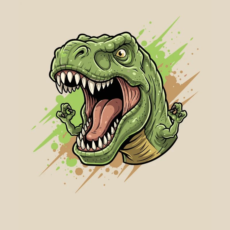 Wütender T Rex mit Farbschwall