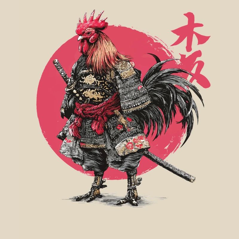 Rooster Samurai Armor Illustration