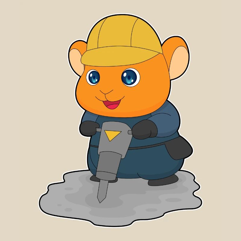 Hamster Construction Worker Jackhammer Construction Site