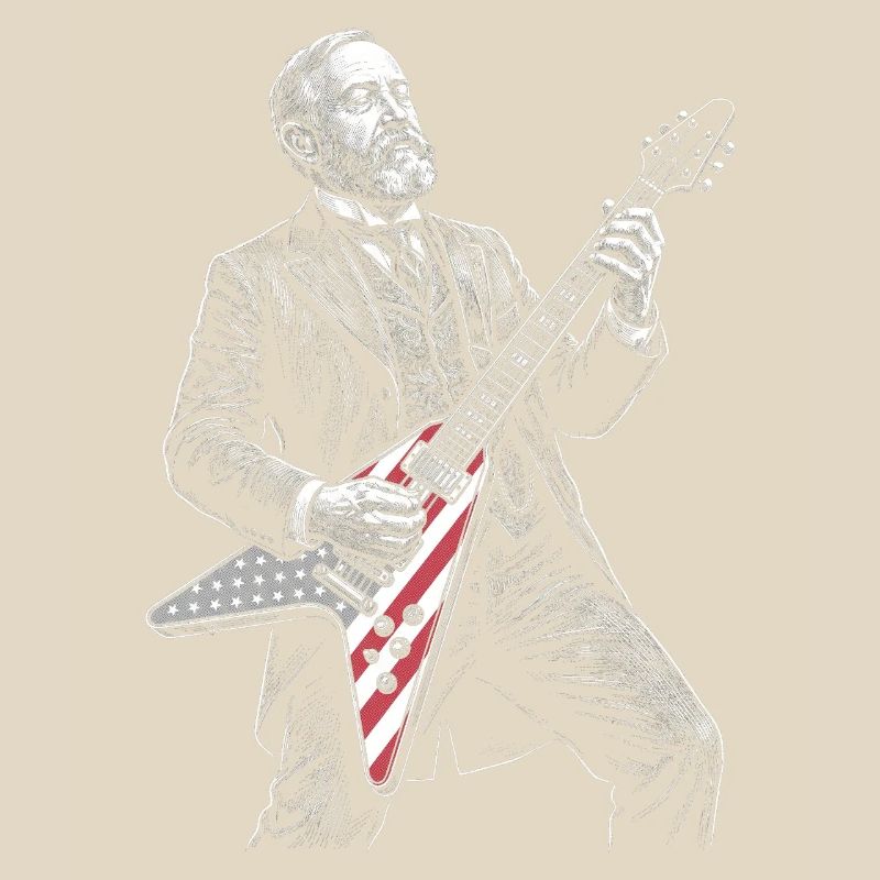 Benjamin Harrison Guitar Hero avec drapeau