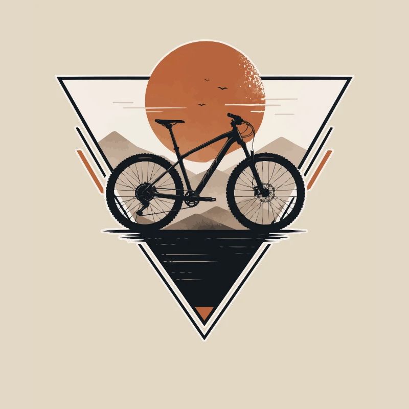 Sunset with bicycle in triangle print