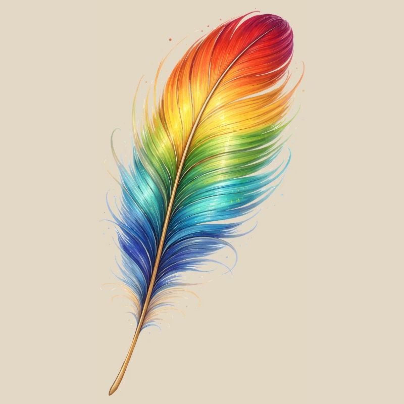 Bunte Feder Regenbogen Boho Design 