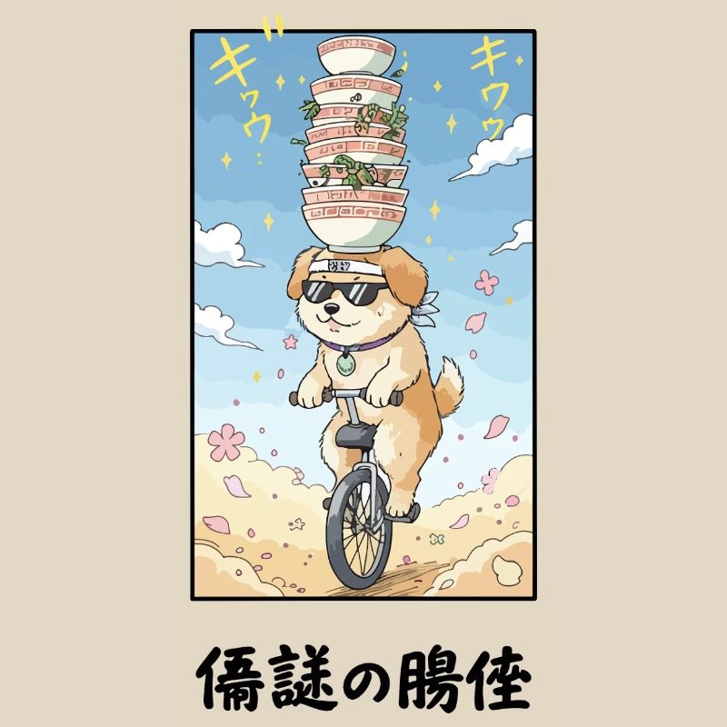 Noodle Stack Pup auf Einrad