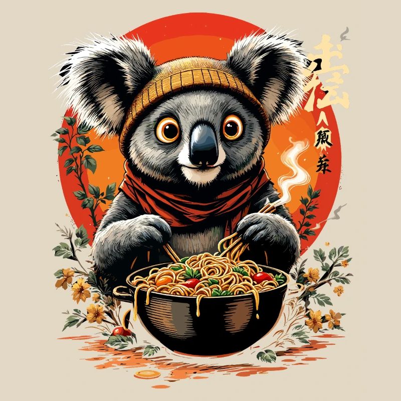 Conception mignonne de ramen Koala dans un anime de style kawaii