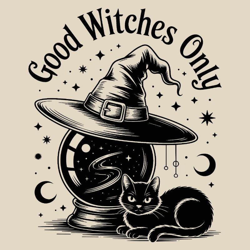 Witch Coffee with Magic Hat Illustration