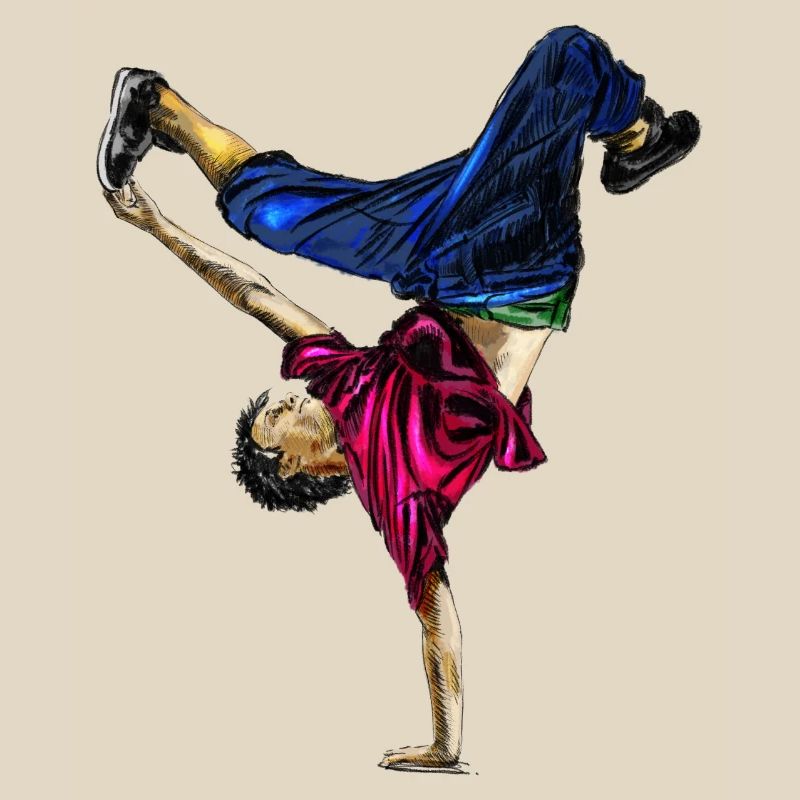 Acrobatic dancer in dynamic style