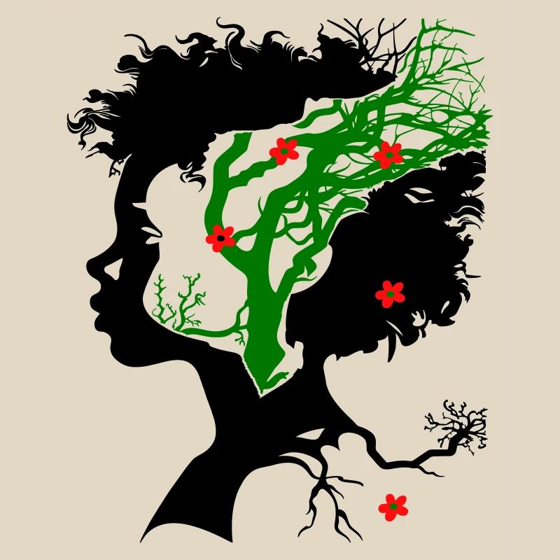 Abstract tree with flowers