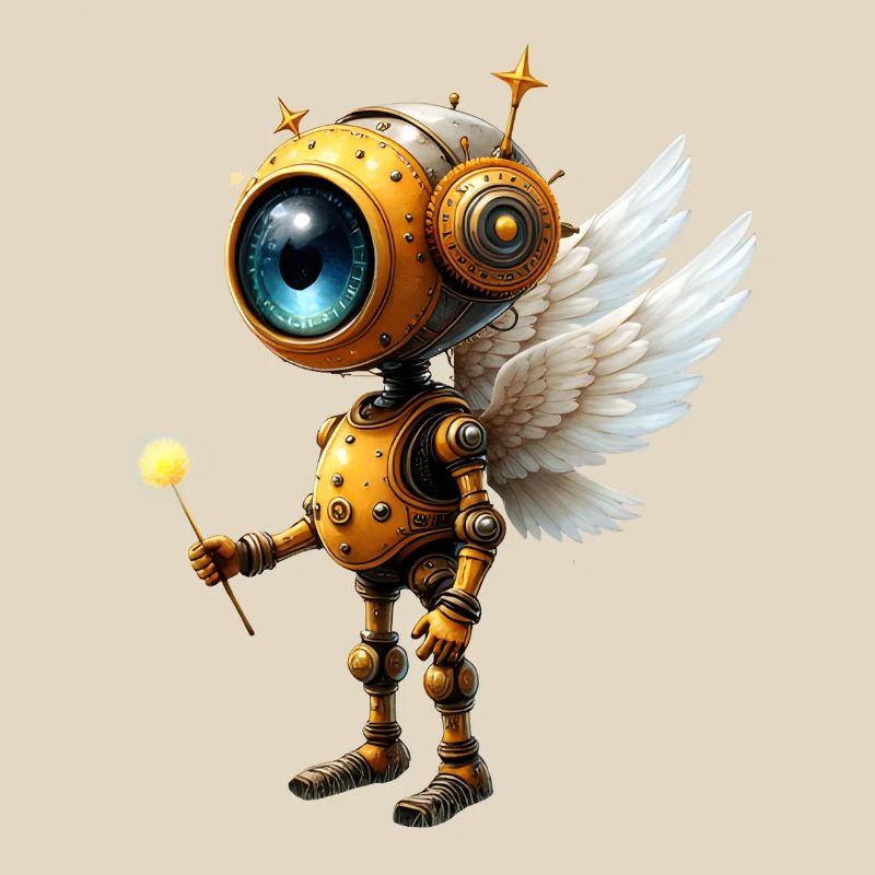 Robot ailé steampunk