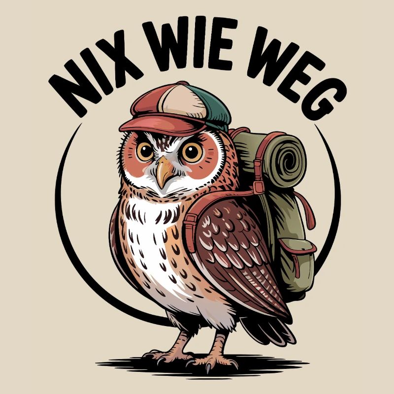 Wander-Eule mit Rucksack