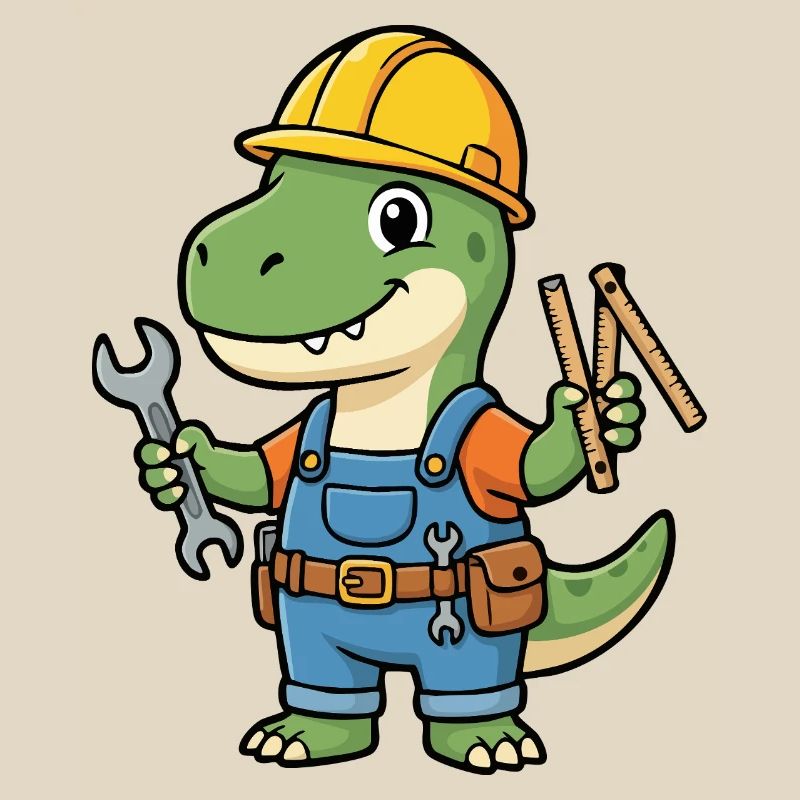 Dino construction worker with tools