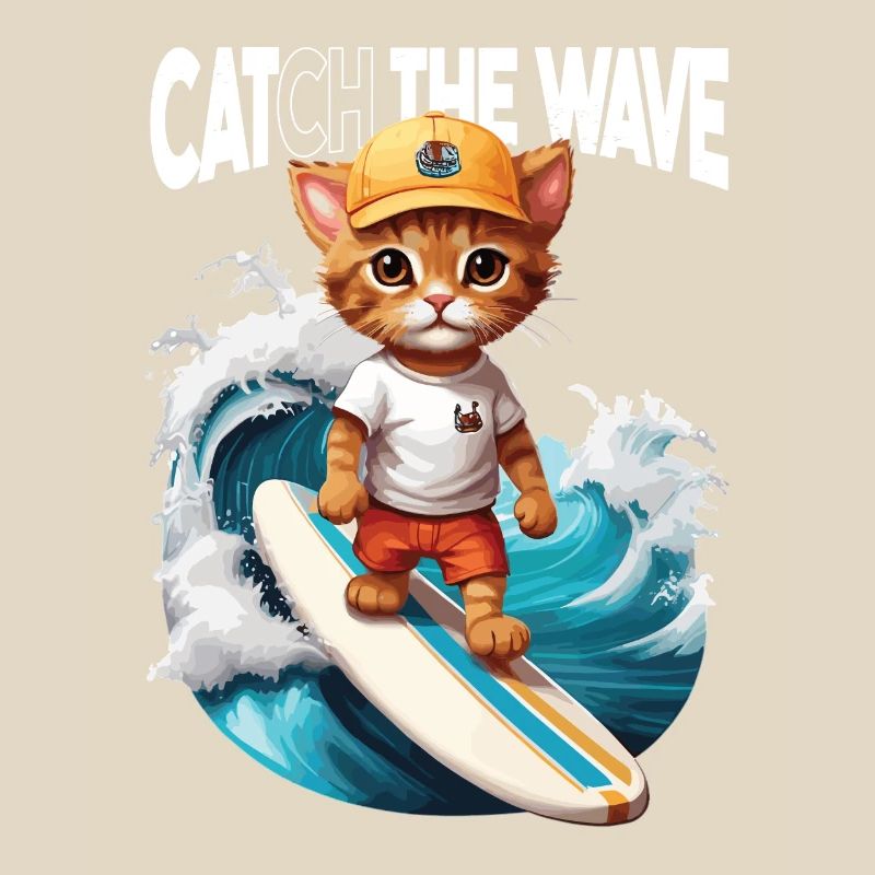 Chat Surfeur Attrape la Vague