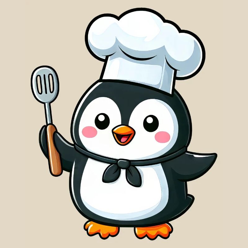 Cute Penguin Chef Cartoon Comic Design