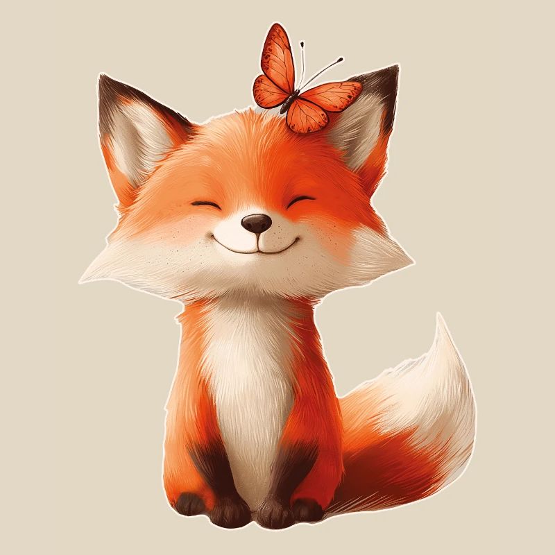 Renard avec papillon