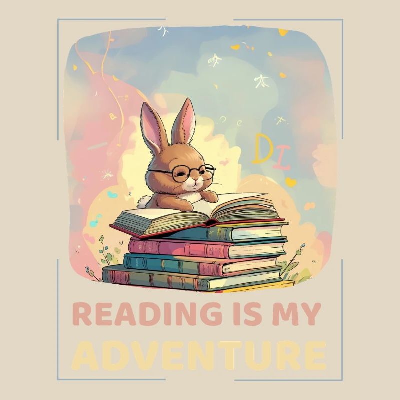 Rabbit reading with adventure style