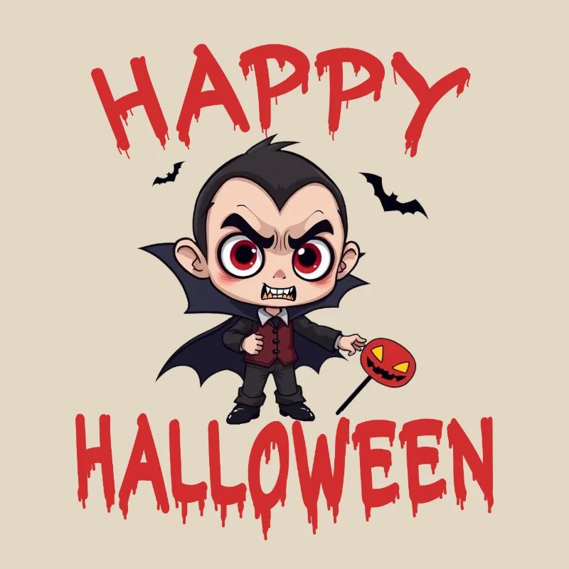 Halloween Vampire Dracula Pumpkin Bat Creepy