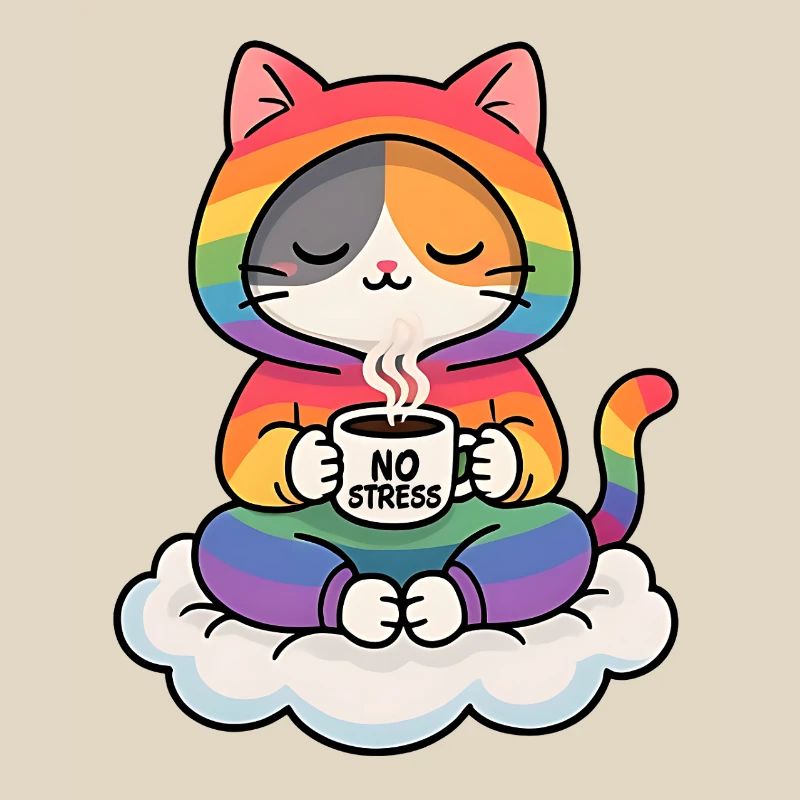 Rainbow Cat on a Cloud