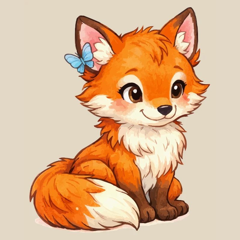 Swift fox with butterfly