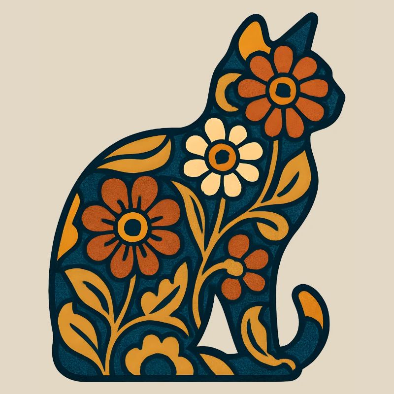 Silhouette de chat fleuri dans la chaleur
