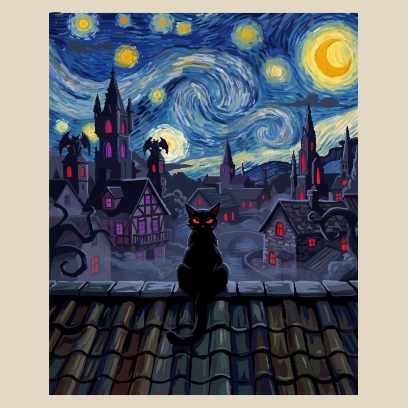 Moonlit Rooftop Cat Noir