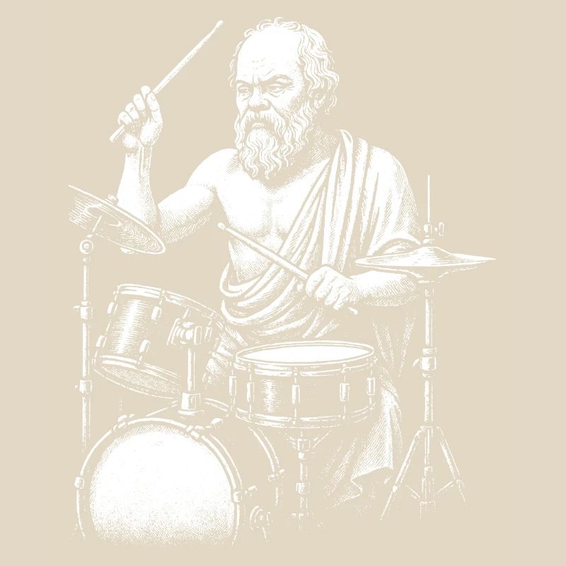 Ancient Greek Philosopher Socrates Drumming