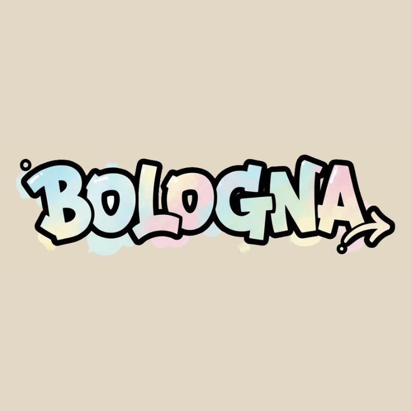 Lettrage graffiti BologneA sur la flèche