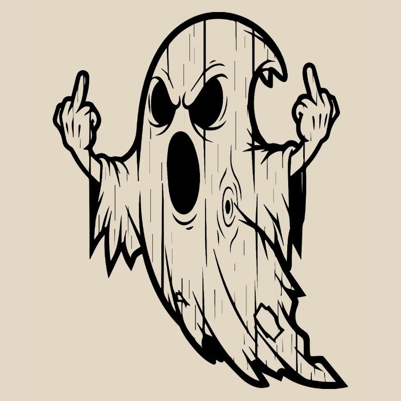 Geist mit Mittelfinger-Geste
