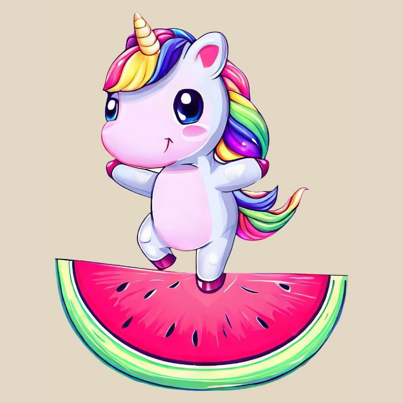 Licorne dansant sur pastèque - Drôle