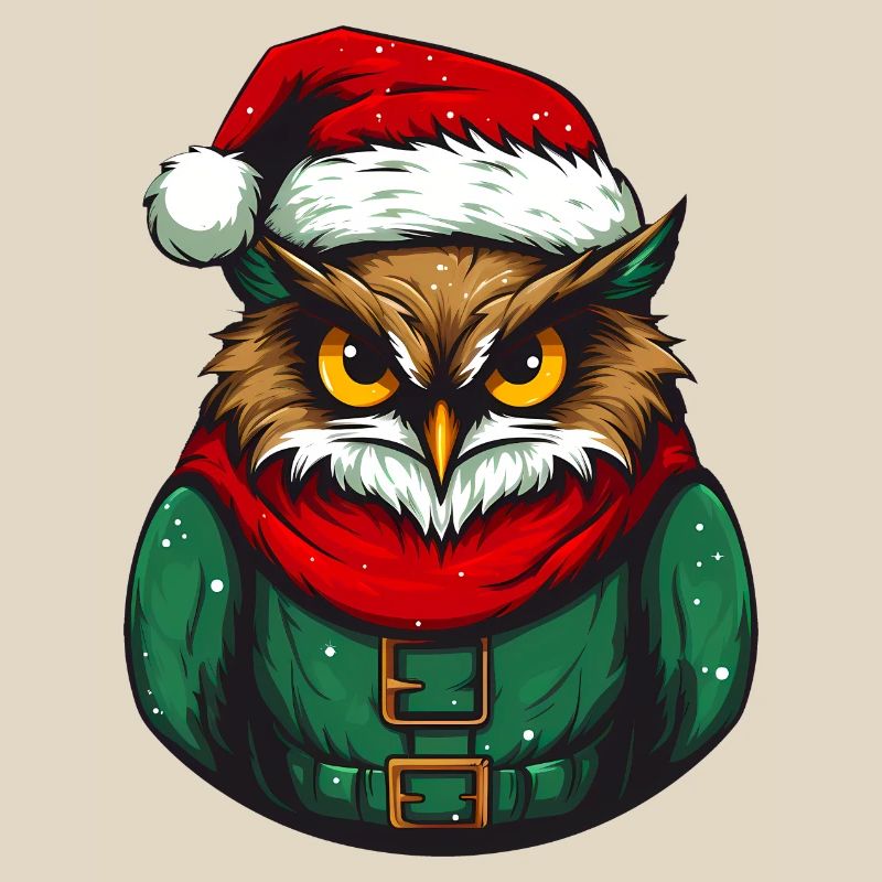 Weihnachtseule im Grünpullover
