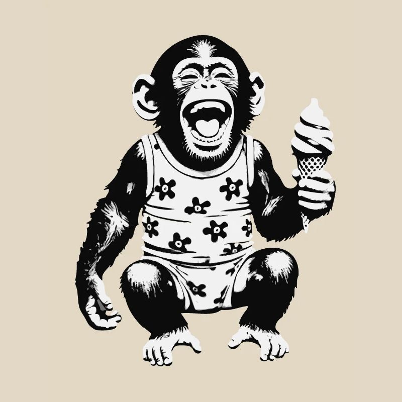 Lachendes Äffchen mit Eis