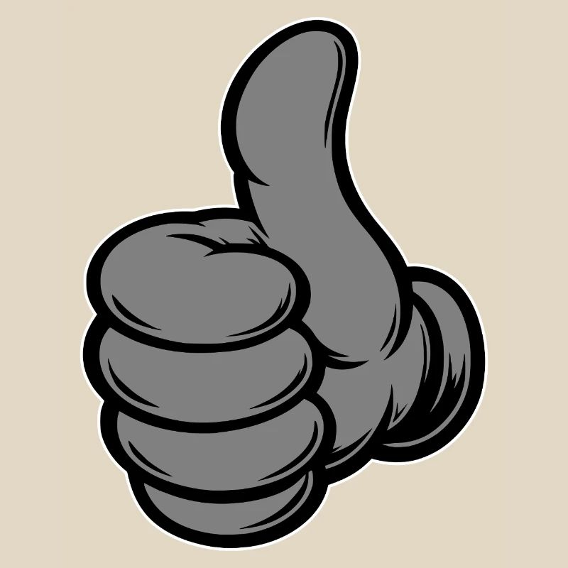 OK Comic Daumenhoch Handsymbol grau