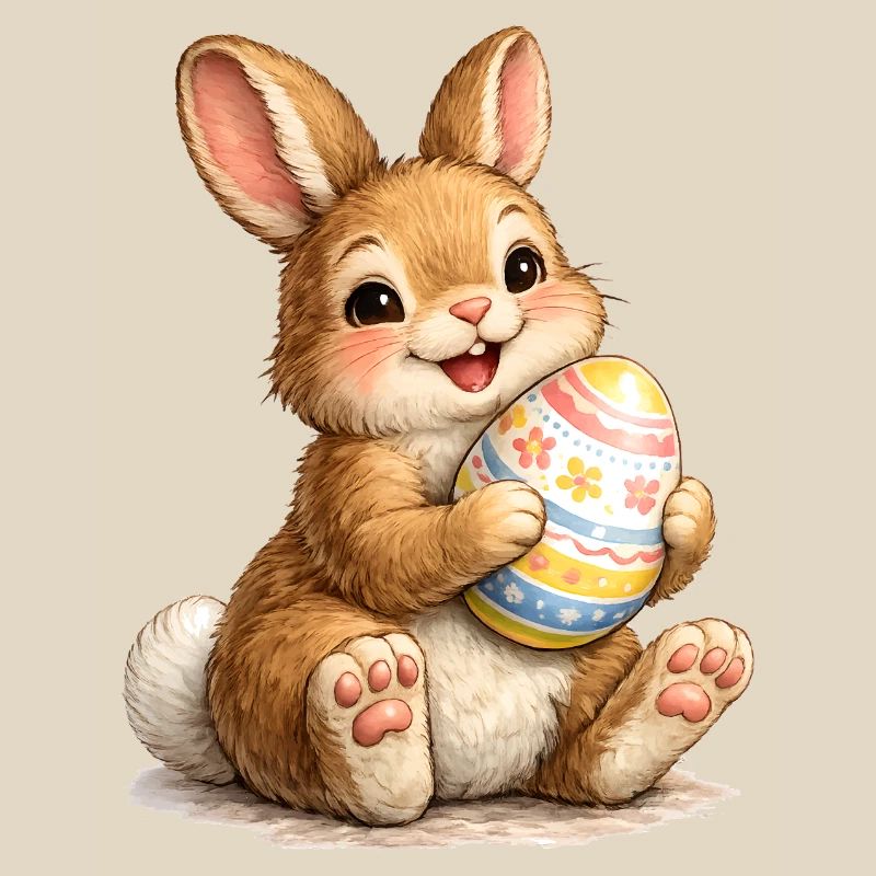 Bunny with Easter Egg Illustration
