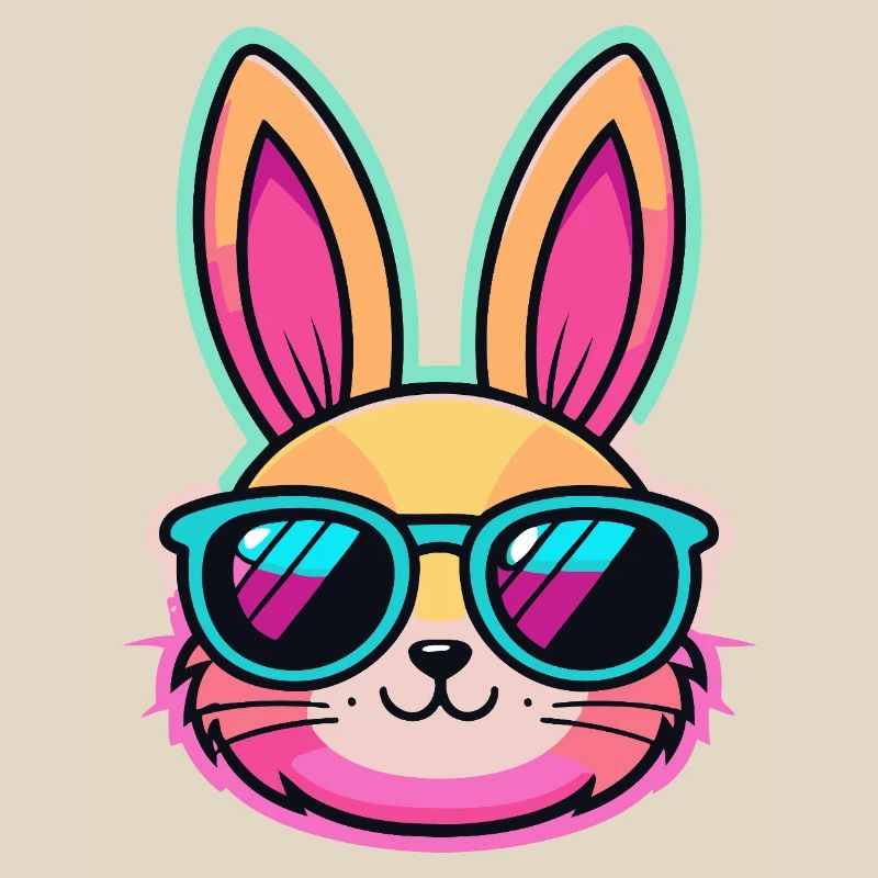 Neon Bunny with Colored Glasses
