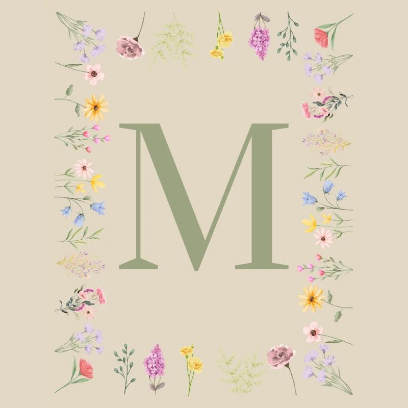 Initiale M Blumen Monogramm