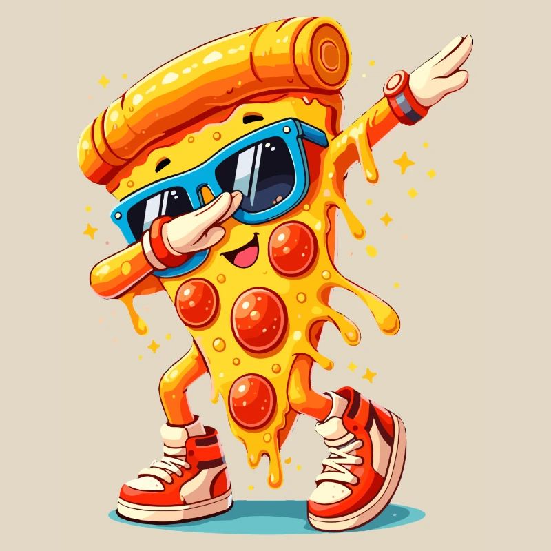 Dabbing Pizza mit Sonnenbrille Dab Dance Käsepizza