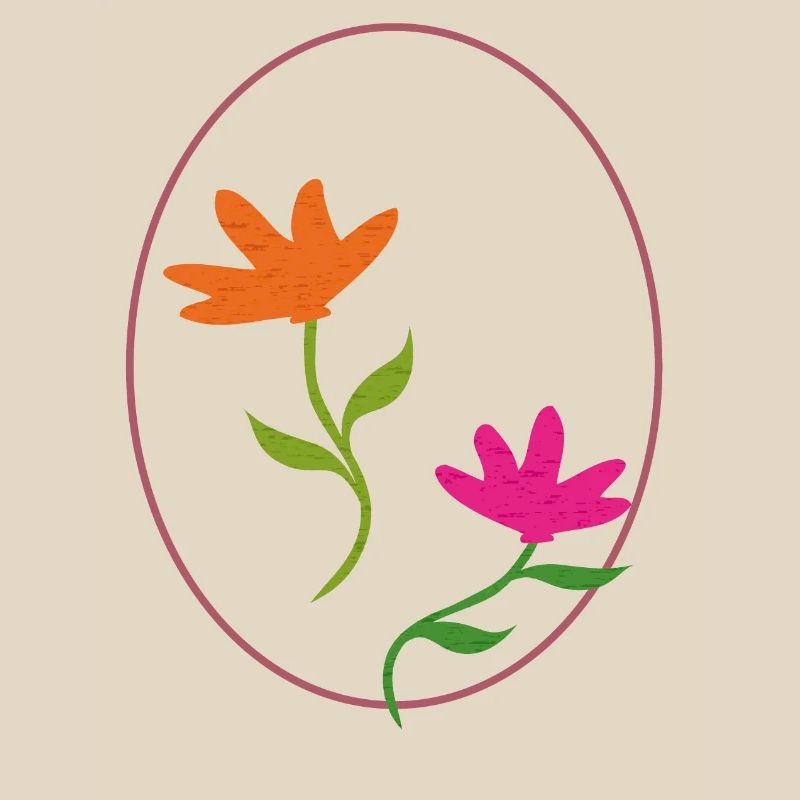 Easter egg with two flowers