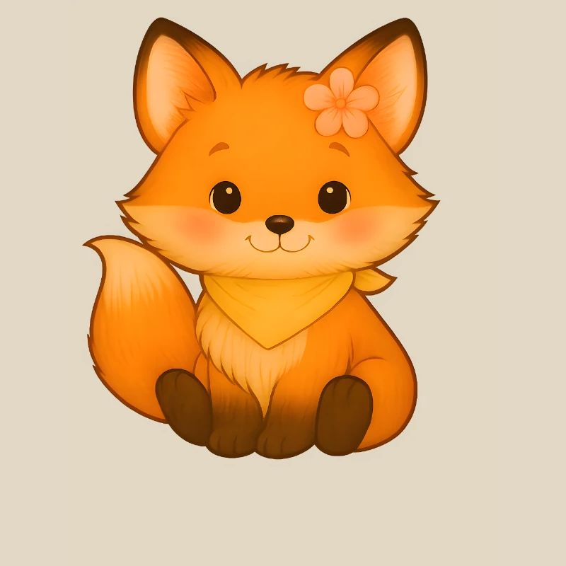 Petit renard avec fleur et collier