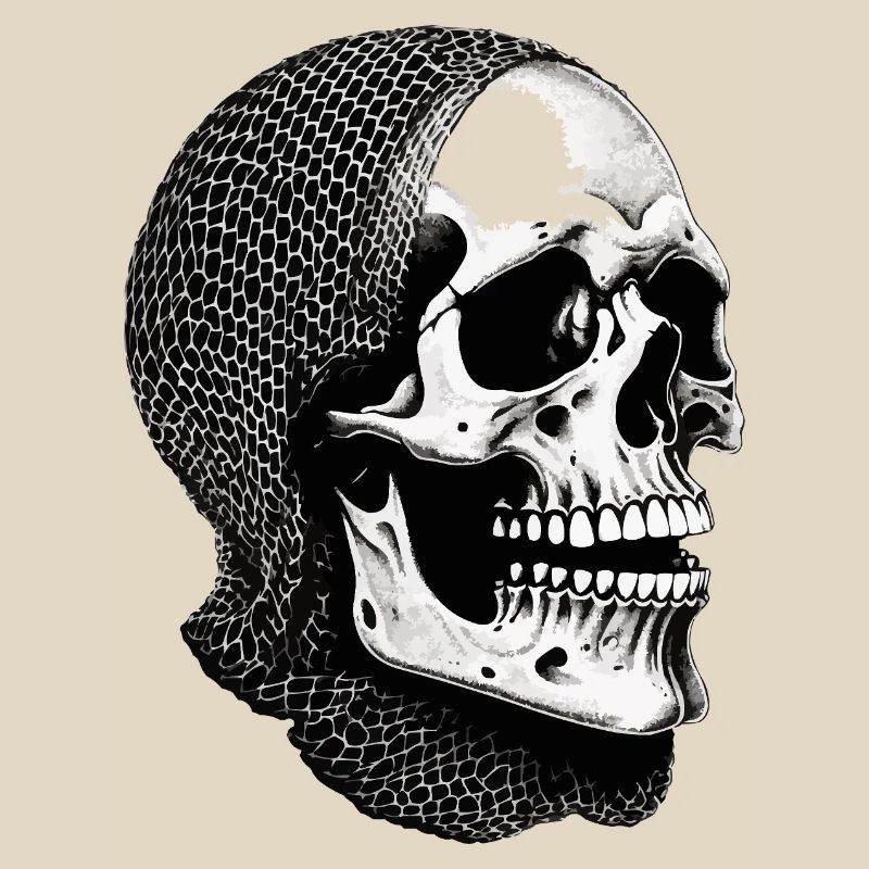 Skull in a net scarf