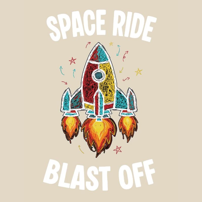 Space Rocket Retro Scribble Blast Off