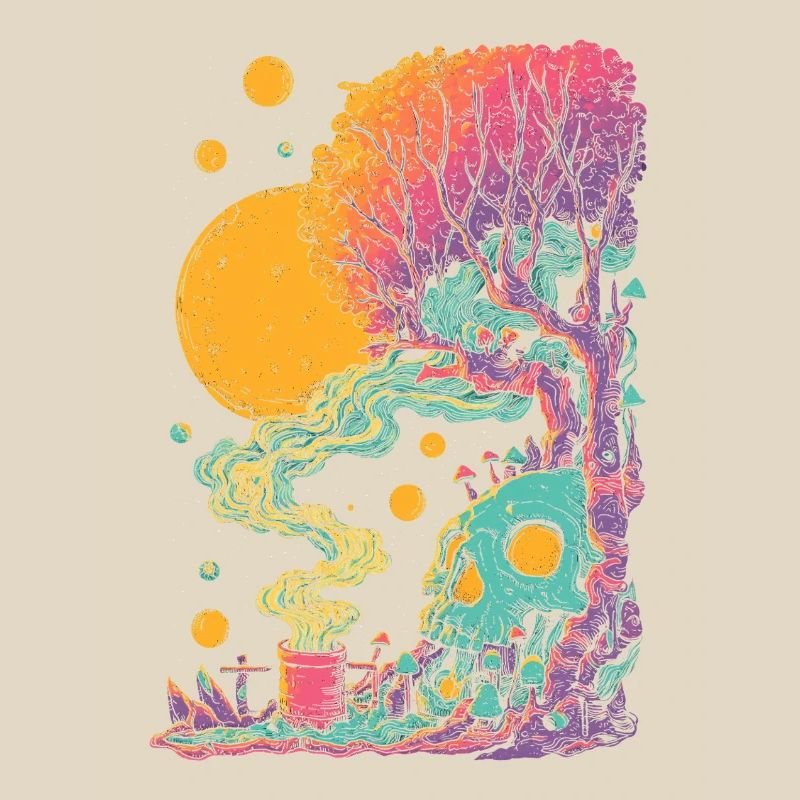 Psychedelischer Baumskull im Kosmos