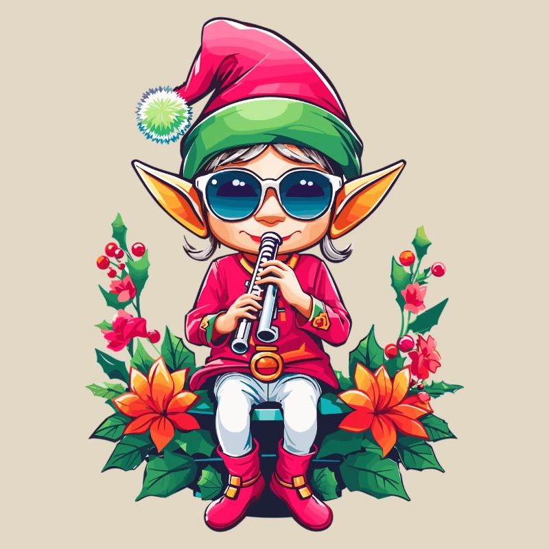 Weihnachts Elfe mit Flöte