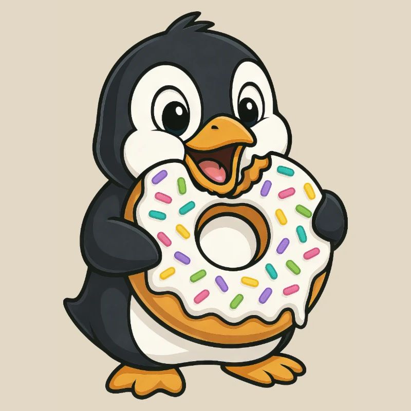 Pingouin mignon avec beignet Dessert Snacking