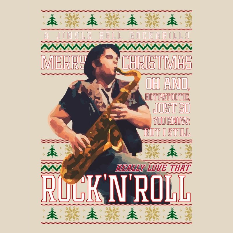 Rockabilly-Weihnachts-Rock'n'Roll-Hässlicher Weihnachtspullover