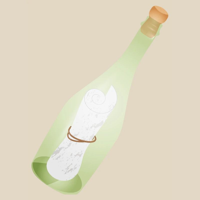Romantic Vintage Message in a Bottle with Old Message