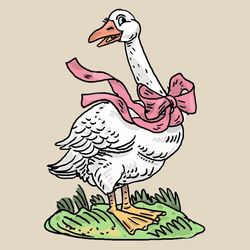 Gans mit rosa Schleife
