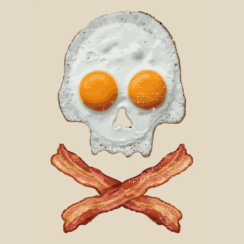 Fried Egg Skull with Bacon Cross