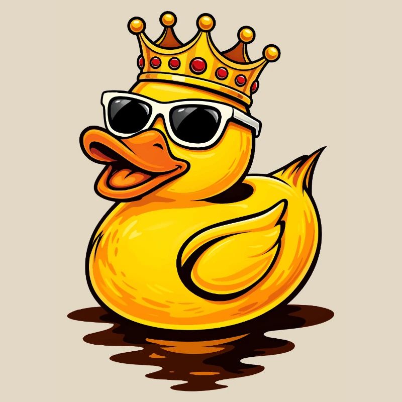 Coole Gummiente mit Krone und Sonnenbrille